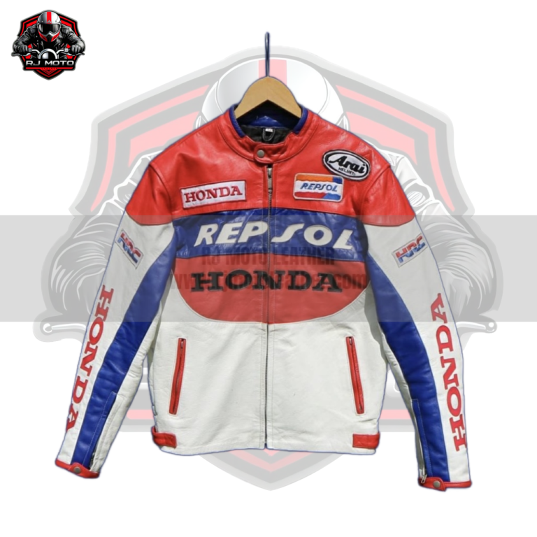 Honda Repsol Vintage Streetwear Motorbike Racing Leather Jacket - Honda Repsol Handmade Custom Motorcycle Vintage Jacket for Men & Women