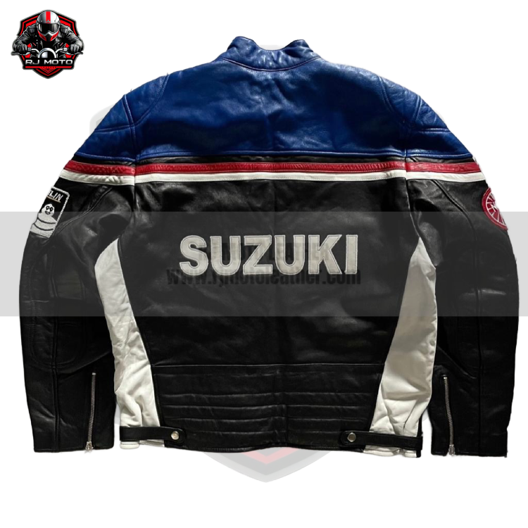 RJ IMAGES (2) Suzuki Vintage Streetwear Motorbike Racing Leather Jacket - Suzuki Handmade Custom Motorcycle Vintage Jacket for Men & Women