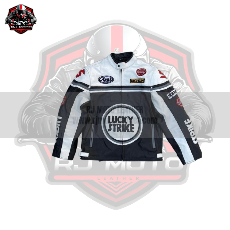 Lucky Strike Vintage Streetwear Motorbike Racing Leather Jacket – Lucky Strike Handmade Custom Motorcycle Vintage Jacket for Men & Women