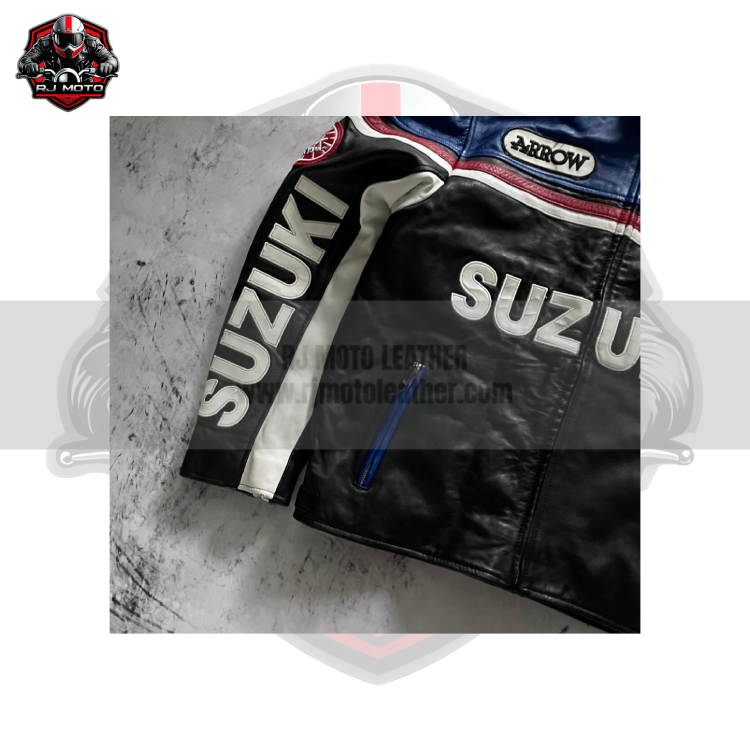 RJ IMAGES (4) Suzuki Vintage Streetwear Motorbike Racing Leather Jacket - Suzuki Handmade Custom Motorcycle Vintage Jacket for Men & Women