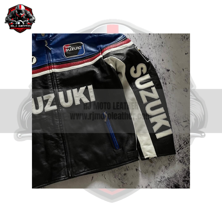 RJ IMAGES (5) Suzuki Vintage Streetwear Motorbike Racing Leather Jacket - Suzuki Handmade Custom Motorcycle Vintage Jacket for Men & Women