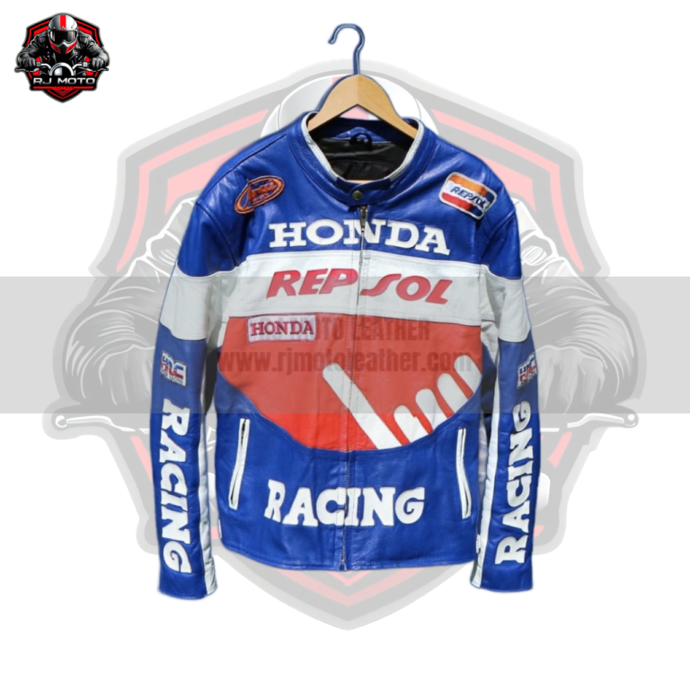 Honda Repsol Vintage Streetwear Motorbike Racing Leather Jacket - Honda Repsol Handmade Custom Motorcycle Vintage Jacket for Men & Women