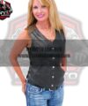 Women's Classic Side Lace Black Leather Vest | Gun Holder | Custom Handmade | Classic | Vintage