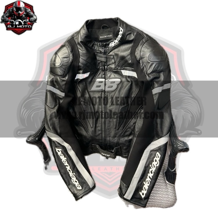 Balenciaga Moto GP Jacket - Custom Made Balenciaga Luxury Fashion-style Leather Jacket - Motorbike Balenciaga Jacket