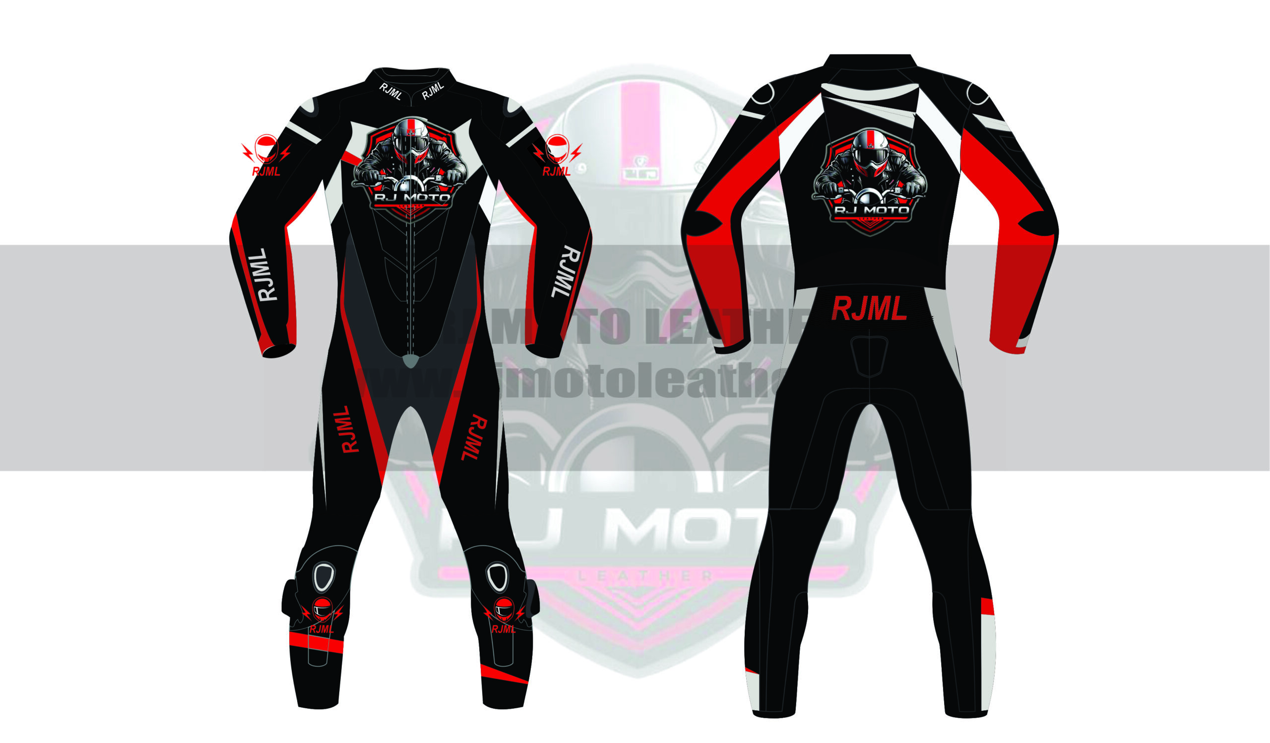 Red Black Motorbike Leather Racing Suit | Motorcycle Suit – RJ Moto Leather | CE Armored Cowhide Racing Suit | Pro Biker Track Gear | Moto GP Racing Leather Suit