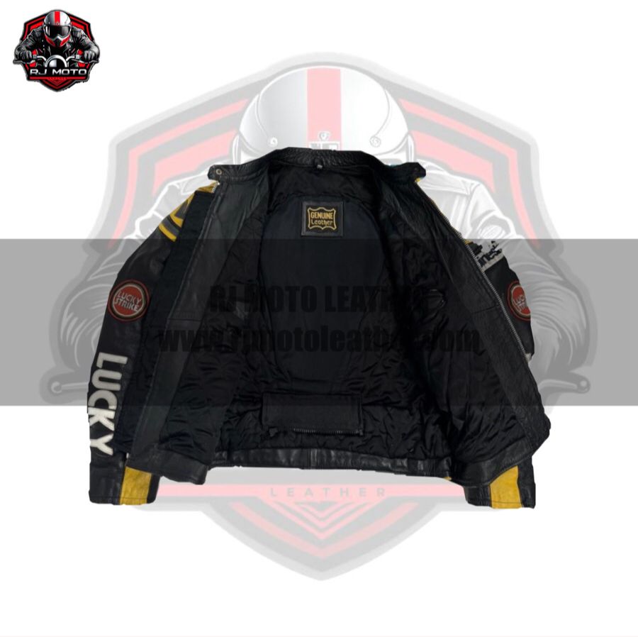 Lucky Strike Vintage Streetwear Motorbike Racing Leather Jacket