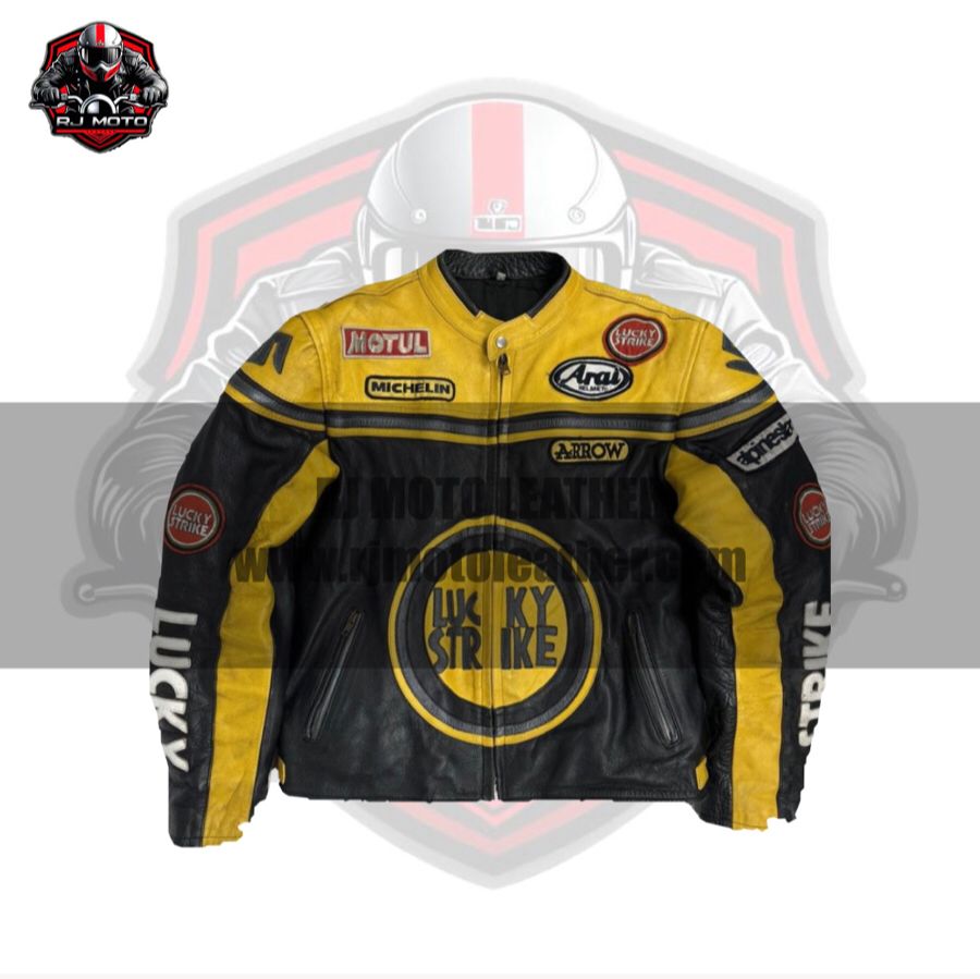 Lucky Strike Vintage Streetwear Motorbike Racing Leather Jacket