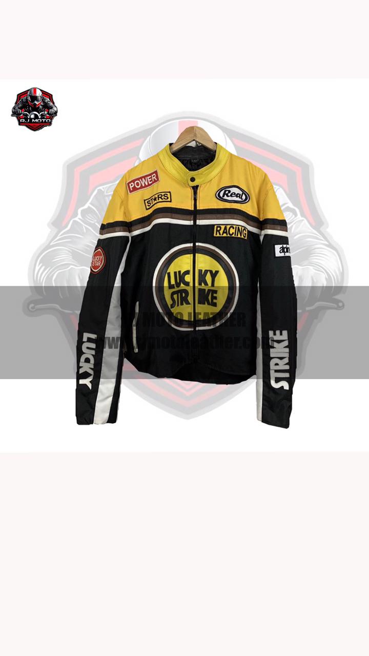 Lucky Strike Vintage Streetwear Motorbike Racing Leather Jacket