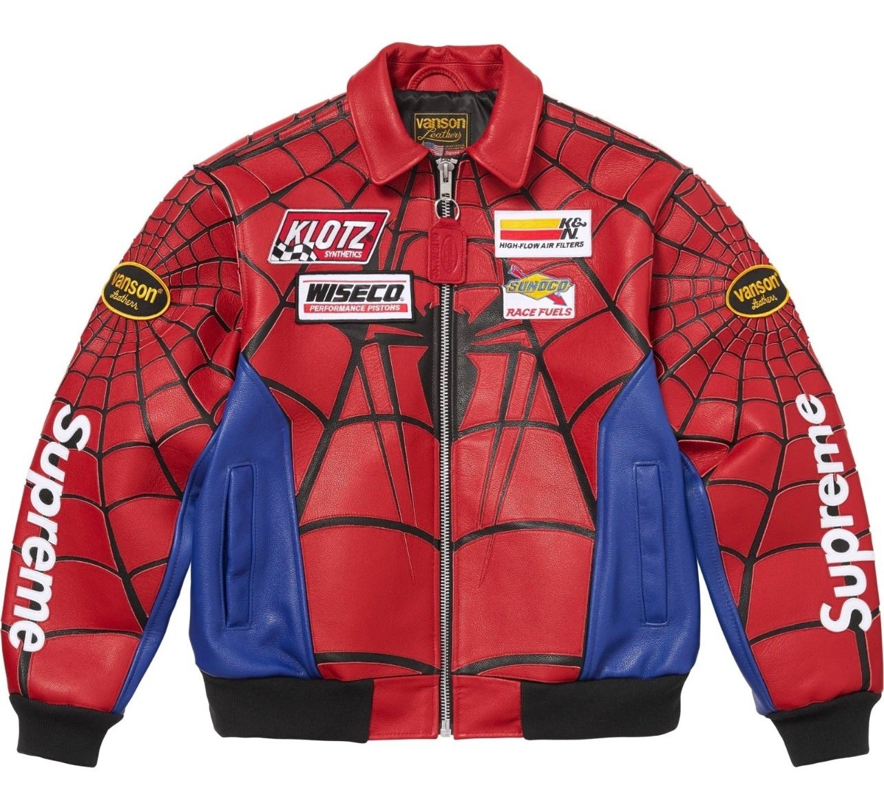 Supreme X Vanson Leathers Spider-Man Jacket | Red and Black
